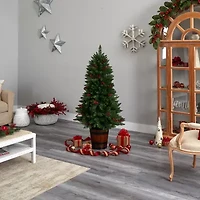 Nearly Natural Green Faux 5 Foot Pre-Lit Christmas Tree
