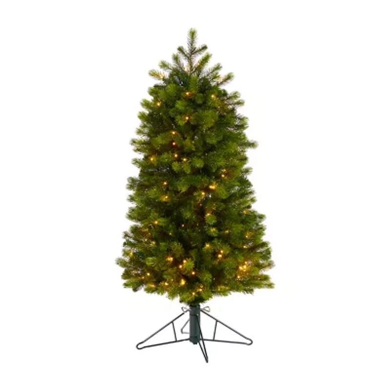 Nearly Natural Slim Faux Foot Pre-Lit Spruce Christmas Tree