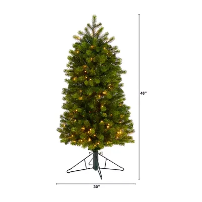 Nearly Natural Slim Faux 4 Foot Pre-Lit Spruce Christmas Tree