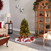 Nearly Natural Slim Faux 4 Foot Pre-Lit Spruce Christmas Tree