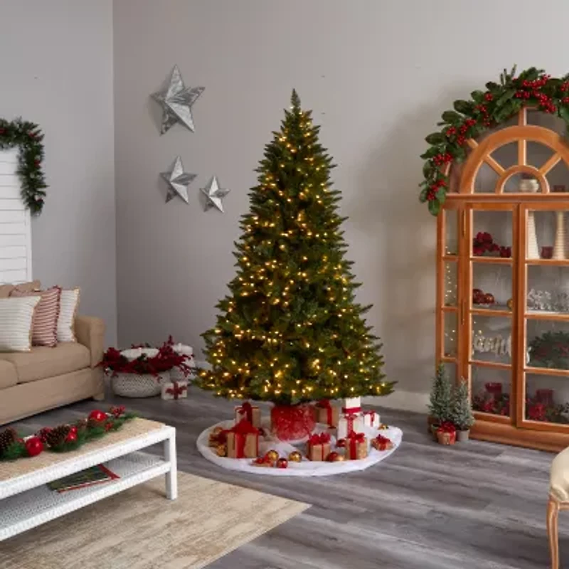 Nearly Natural Faux 7 1/2 Foot Pre-Lit Spruce Christmas Tree