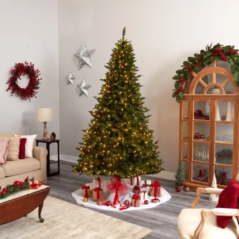 Nearly Natural Green Faux 9 Foot Pre-Lit Spruce Christmas Tree