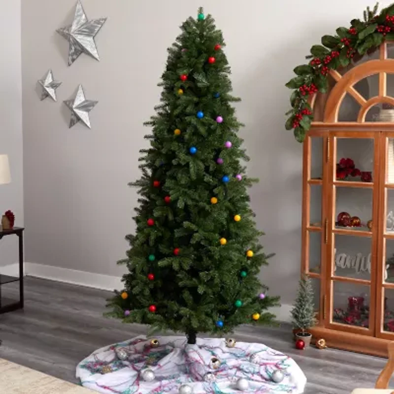 Nearly Natural Montana Mountain Faux 7 1/2 Foot Pre-Lit Fir Christmas Tree