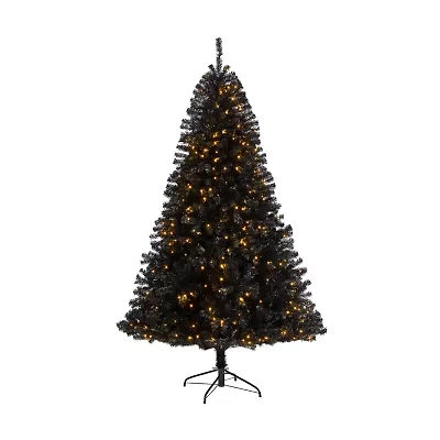 Nearly Natural Black Faux 7 Foot Pre-Lit Christmas Tree