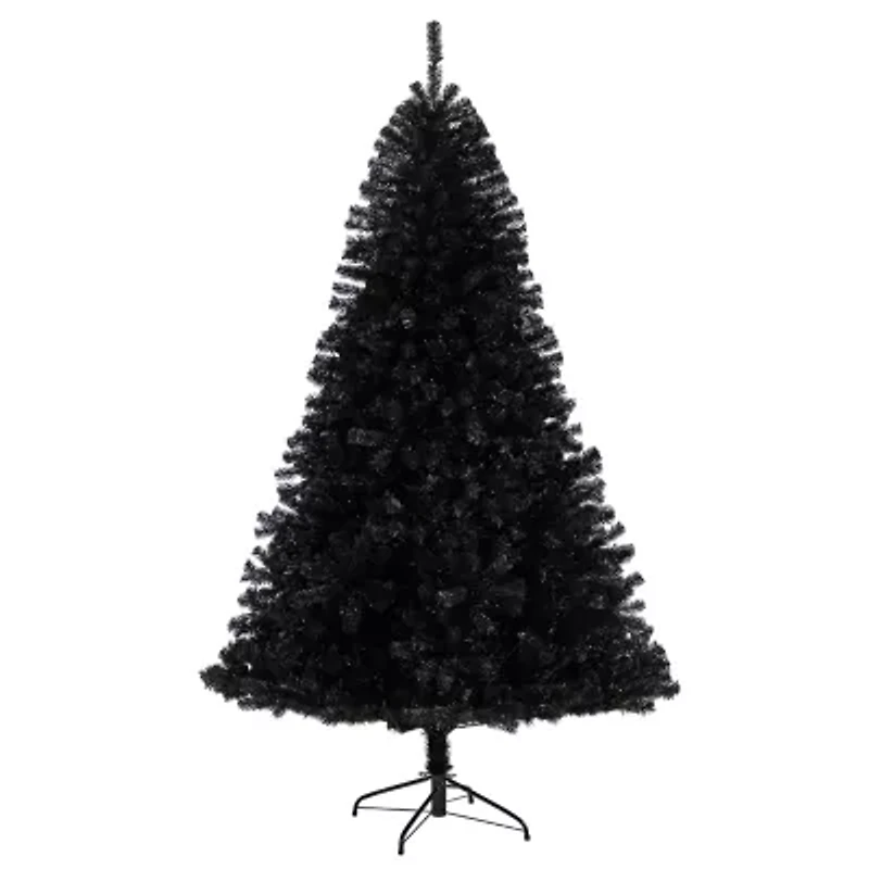 Nearly Natural Black Faux 7 Foot Pre-Lit Christmas Tree