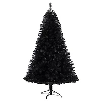 Nearly Natural Black Faux 7 Foot Pre-Lit Christmas Tree