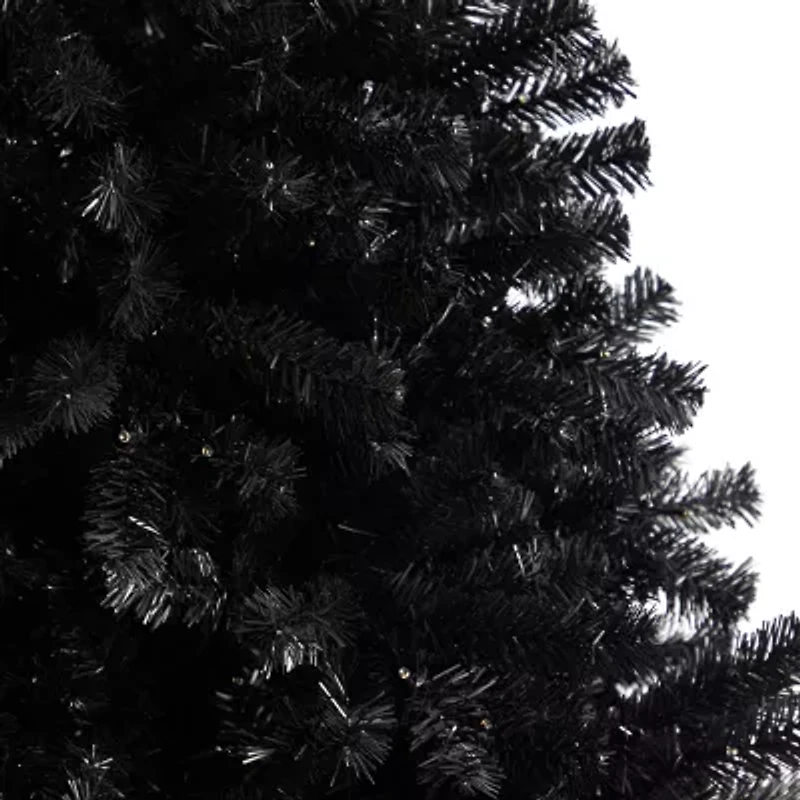 Nearly Natural Black Faux 7 Foot Pre-Lit Christmas Tree