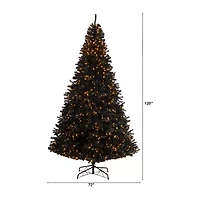 Nearly Natural Black Faux 10 Foot Pre-Lit Christmas Tree