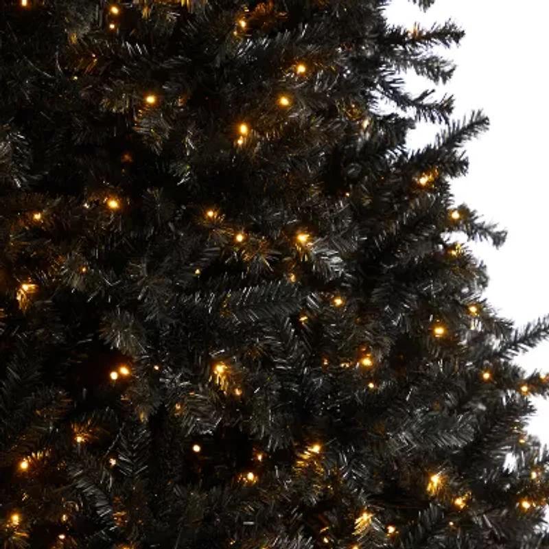 Nearly Natural Black Faux 10 Foot Pre-Lit Christmas Tree