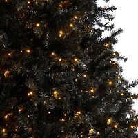 Nearly Natural Black Faux 10 Foot Pre-Lit Christmas Tree