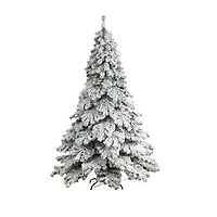 Nearly Natural Flocked Faux 7 Foot Pre-Lit Fir Christmas Tree