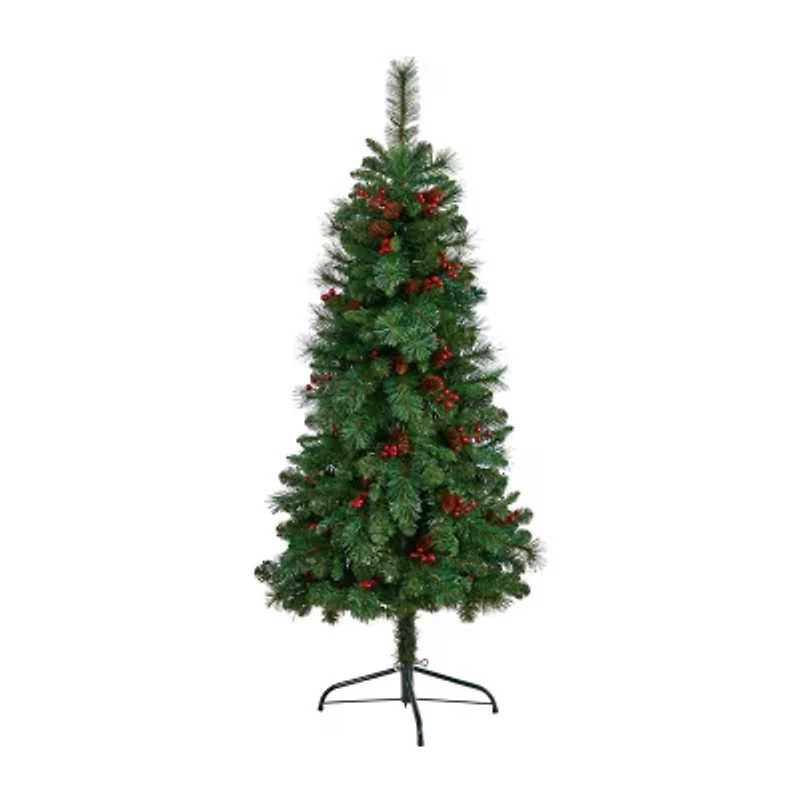 Nearly Natural Flat Back Faux Foot Pre-Lit Pine Christmas Tree