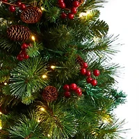 Nearly Natural Flat Back Faux Foot Pre-Lit Pine Christmas Tree