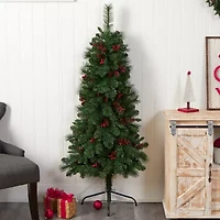 Nearly Natural Flat Back Faux Foot Pre-Lit Pine Christmas Tree
