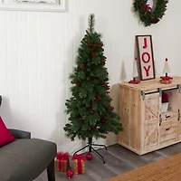 Nearly Natural Flat Back Faux Foot Pre-Lit Pine Christmas Tree