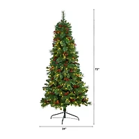 Nearly Natural Flat Back Faux 6 Foot Pre-Lit Pine Christmas Tree