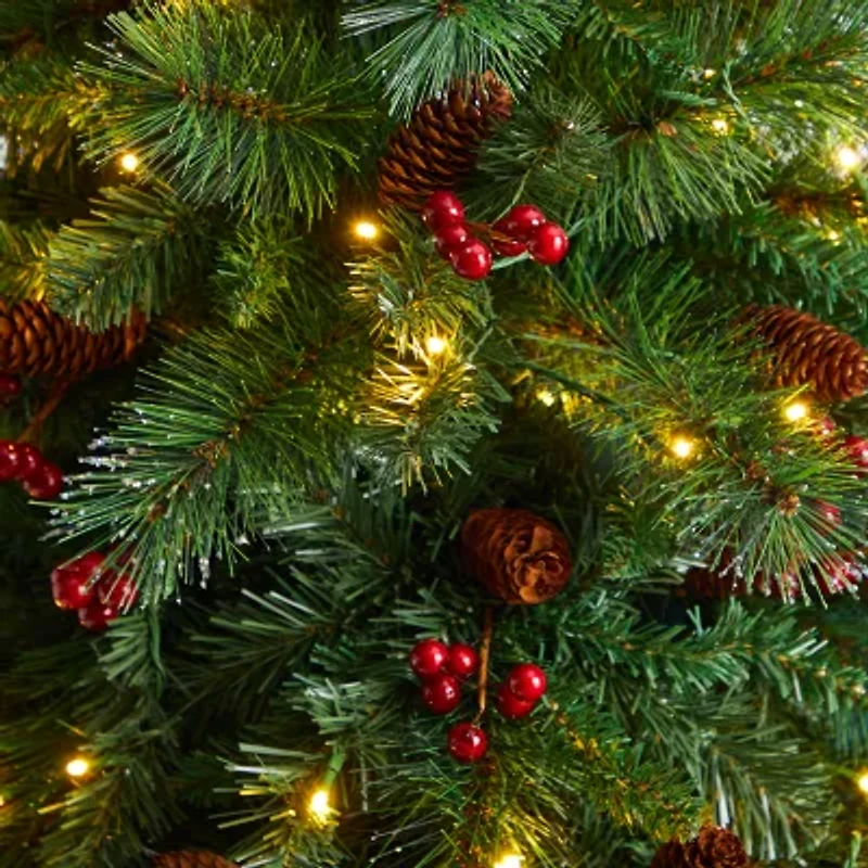 Nearly Natural Flat Back Faux 6 Foot Pre-Lit Pine Christmas Tree