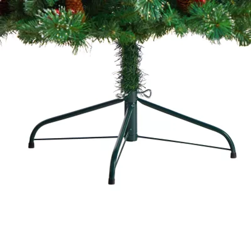Nearly Natural Flat Back Faux 6 Foot Pre-Lit Pine Christmas Tree