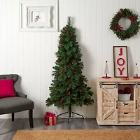 Nearly Natural Flat Back Faux 6 Foot Pre-Lit Pine Christmas Tree