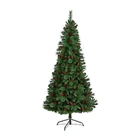 Nearly Natural Flat Back Faux 7 Foot Pre-Lit Pine Christmas Tree