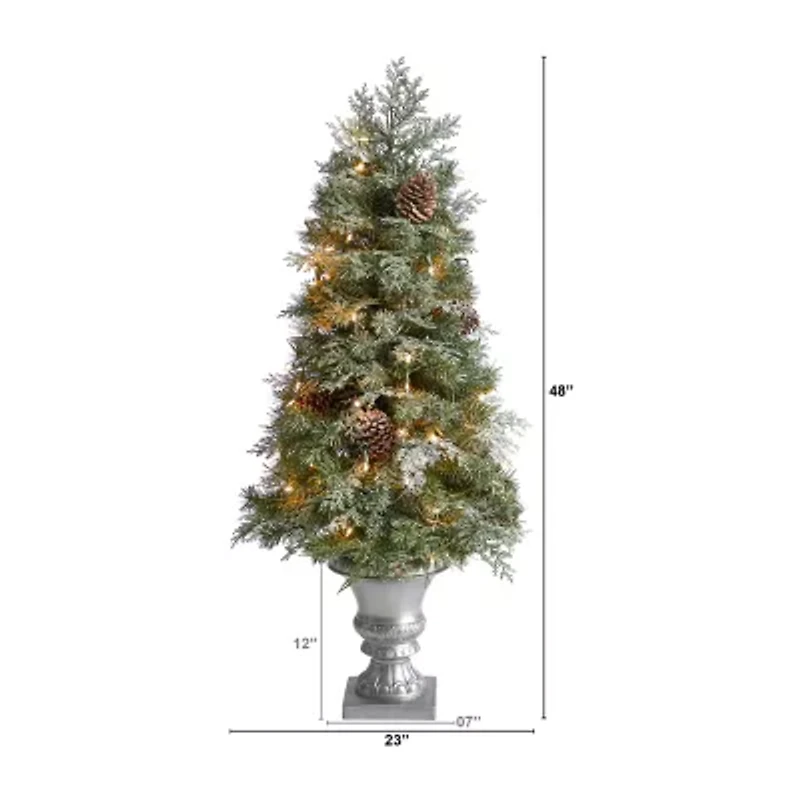 Nearly Natural Faux 4 Foot Pre-Lit Pine Christmas Tree