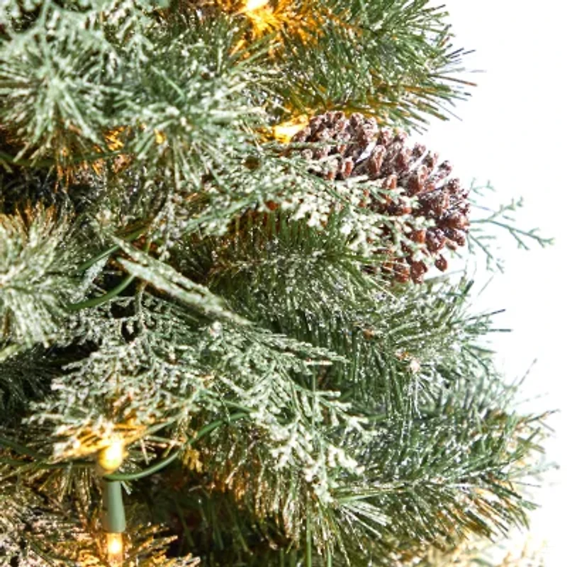 Nearly Natural Faux 4 Foot Pre-Lit Pine Christmas Tree