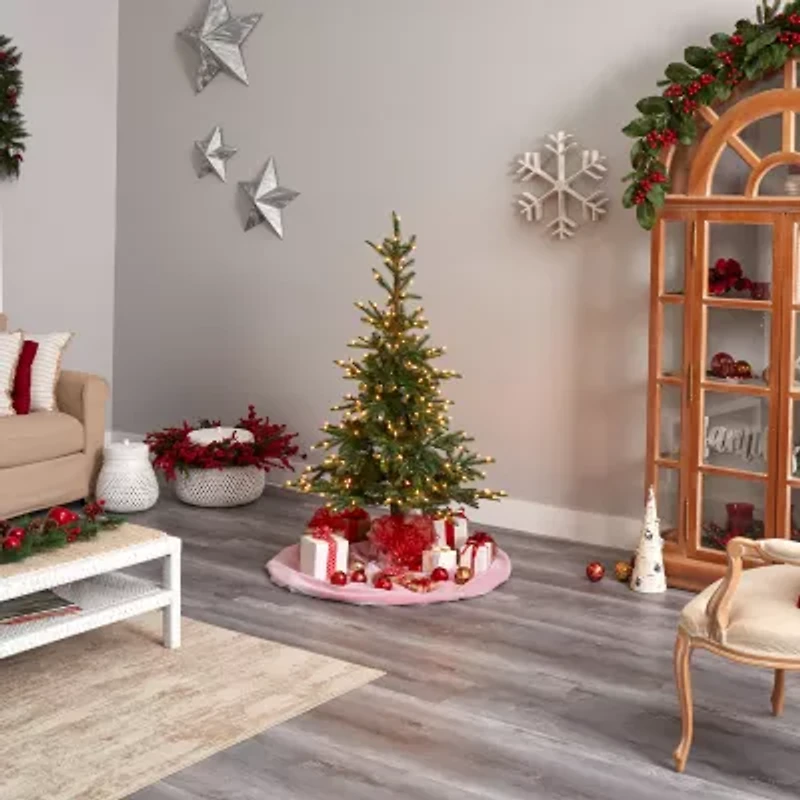 Nearly Natural Layered Faux 5 Foot Pre-Lit Spruce Christmas Tree