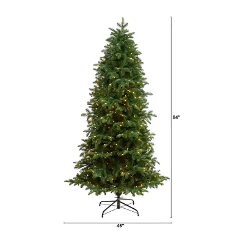 Nearly Natural Faux 7 Foot Pre-Lit Fir Christmas Tree