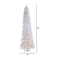 Nearly Natural Slim White Faux Foot Pre-Lit Christmas Tree