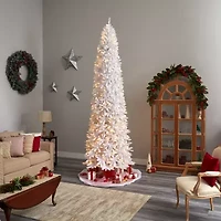 Nearly Natural Slim White Faux Foot Pre-Lit Christmas Tree