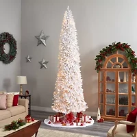 Nearly Natural Slim White Faux 12 Foot Pre-Lit Christmas Tree