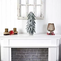 Nearly Natural Flocked Faux In Planter 1 1/2 Feet Christmas Tree