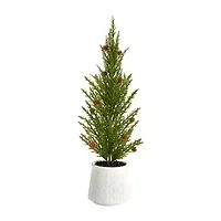 Nearly Natural Faux In Planter 2 Foot Cedar Christmas Tree