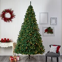 Nearly Natural Faux 10 Foot Pre-Lit Christmas Tree