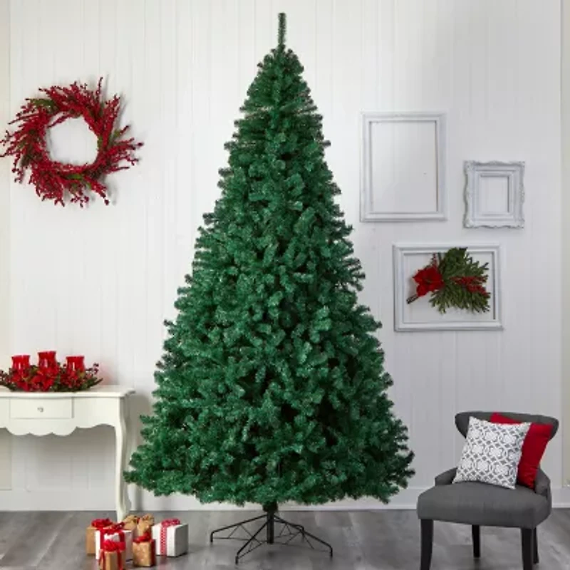 Nearly Natural Faux 10 Foot Pre-Lit Christmas Tree