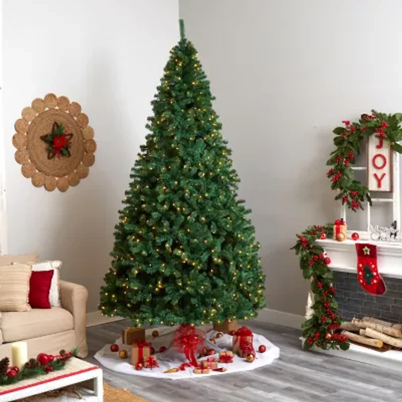 Nearly Natural Faux 10 Foot Pre-Lit Christmas Tree