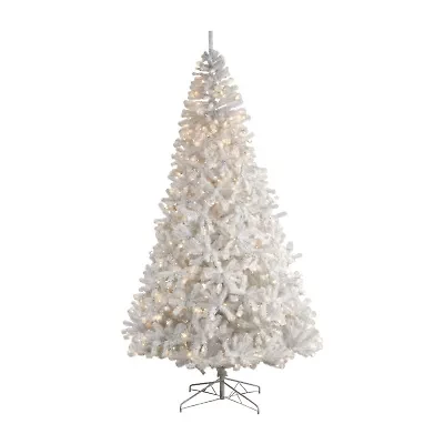 Nearly Natural White Faux 10 Foot Pre-Lit Christmas Tree