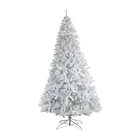 Nearly Natural White Faux 10 Foot Pre-Lit Christmas Tree