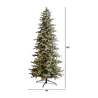Nearly Natural Slim Flocked Faux 1/2 Foot Pre-Lit Spruce Christmas Tree
