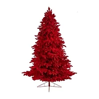 Nearly Natural Fraser Faux Red 8 Foot Pre-Lit Fir Christmas Tree