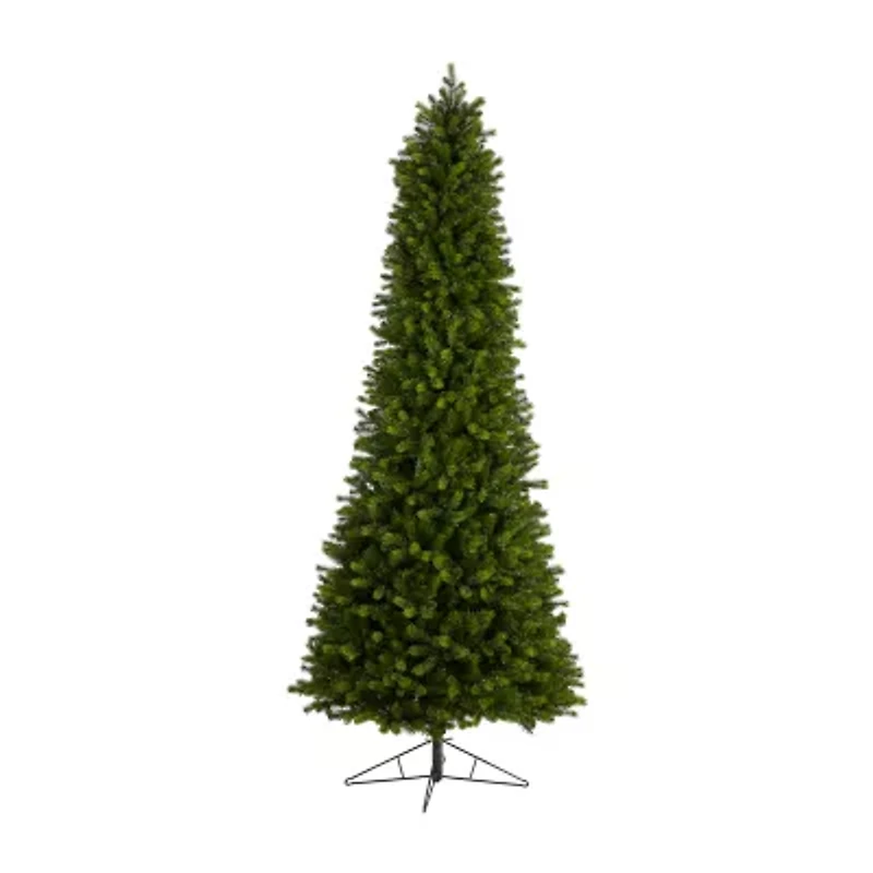 Nearly Natural Slim Faux 9 1/2 Foot Pre-Lit Spruce Christmas Tree