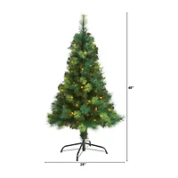 Nearly Natural Faux 4 Foot Pre-Lit Pine Christmas Tree