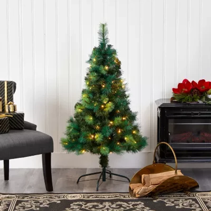 Nearly Natural Faux 4 Foot Pre-Lit Pine Christmas Tree