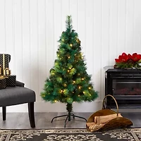 Nearly Natural Faux 4 Foot Pre-Lit Pine Christmas Tree