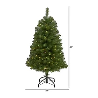 Nearly Natural Faux Douglas 4 Foot Pre-Lit Fir Christmas Tree