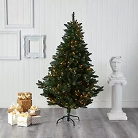 Nearly Natural Faux 6 Foot Pre-Lit Spruce Christmas Tree