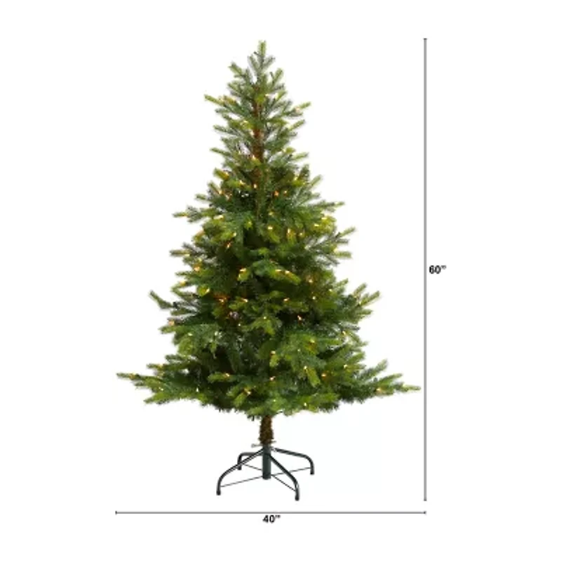 Nearly Natural Faux 5 Foot Pre-Lit Spruce Christmas Tree