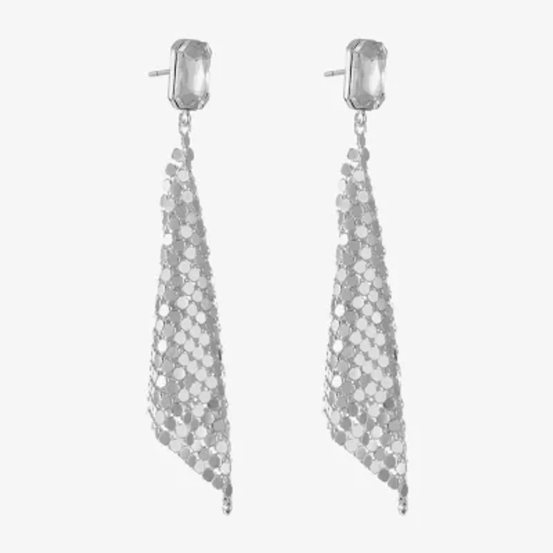 Bijoux Bar Silver Tone Womens Glass Hypoallergenic Drop Earrings