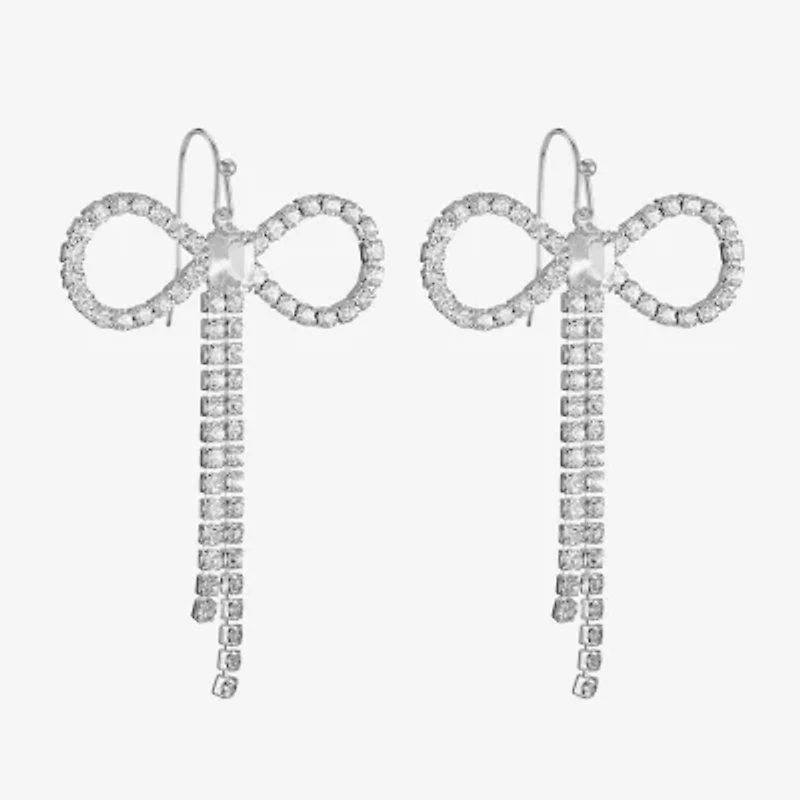Bijoux Bar Silver Tone Womens Glass Bow Drop Earrings