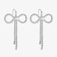 Bijoux Bar Silver Tone Womens Glass Bow Drop Earrings